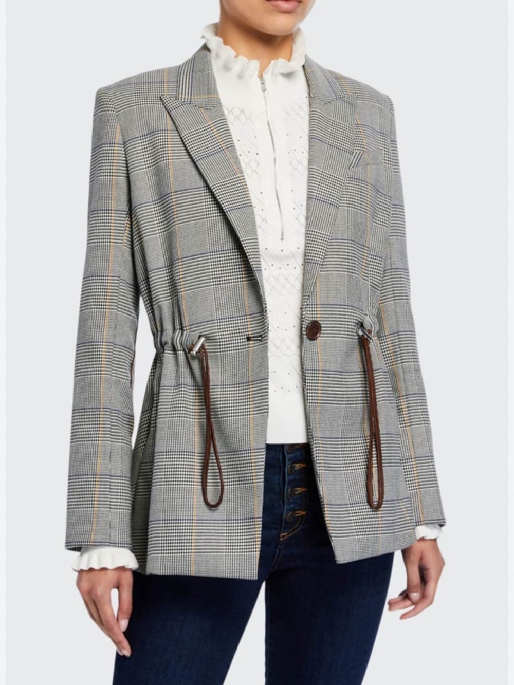 Veronica Beard Classic Joshua Dickey Black White Plaid Blazer Jacket Size 10